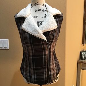 Lucky Brand Plaid Sherpa Vest